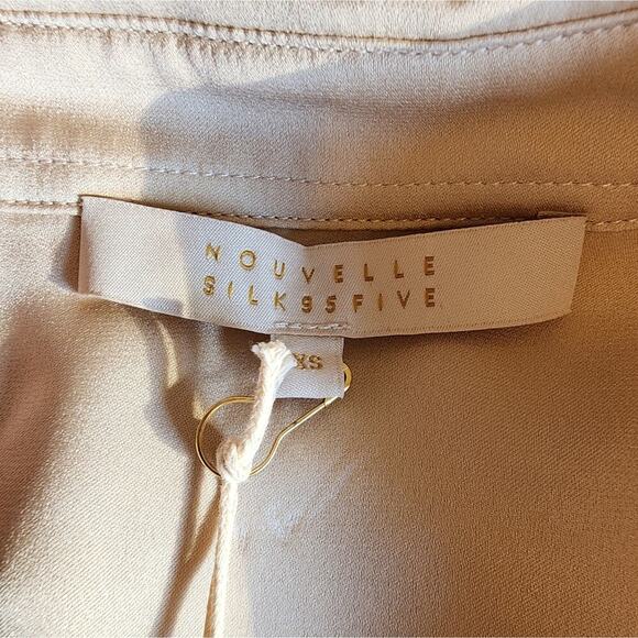 NOUVELLE SILK95FIVE TAUPE BLOUSE SIZE XSMALL RETAIL $330 - Picture 8 of 9